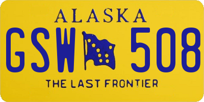 AK license plate GSW508