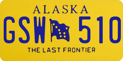 AK license plate GSW510