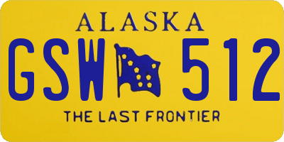 AK license plate GSW512