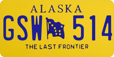 AK license plate GSW514