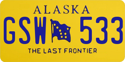 AK license plate GSW533