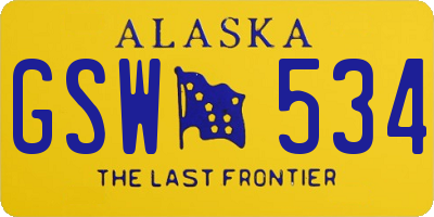 AK license plate GSW534