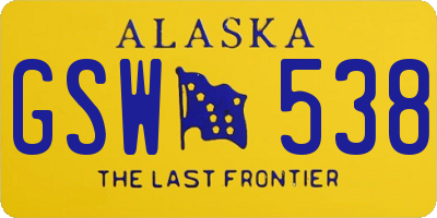 AK license plate GSW538