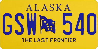 AK license plate GSW540