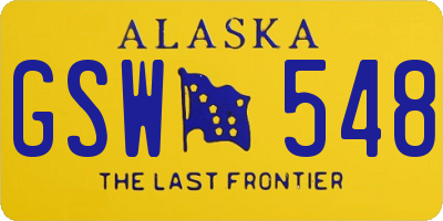 AK license plate GSW548