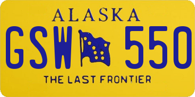 AK license plate GSW550