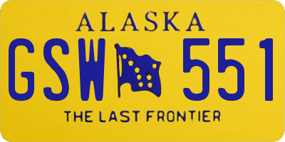 AK license plate GSW551