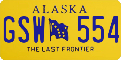 AK license plate GSW554