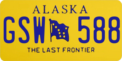 AK license plate GSW588