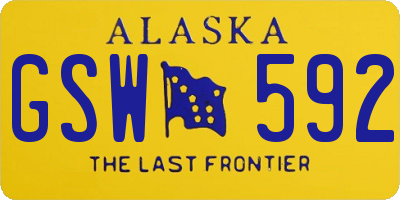 AK license plate GSW592