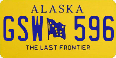 AK license plate GSW596