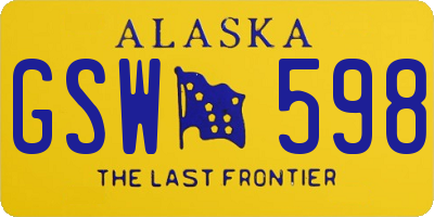 AK license plate GSW598