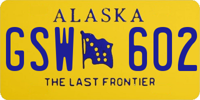 AK license plate GSW602