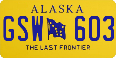 AK license plate GSW603