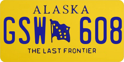 AK license plate GSW608