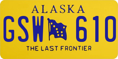 AK license plate GSW610