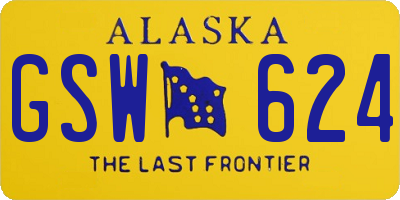 AK license plate GSW624