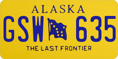 AK license plate GSW635