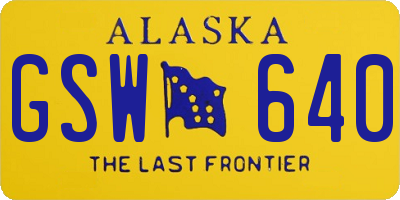 AK license plate GSW640