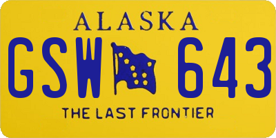 AK license plate GSW643