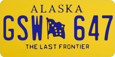 AK license plate GSW647