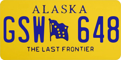 AK license plate GSW648