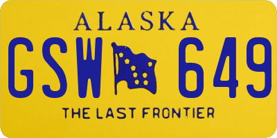 AK license plate GSW649