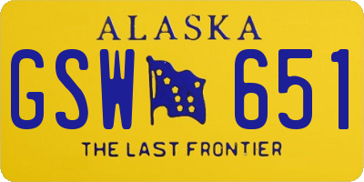 AK license plate GSW651