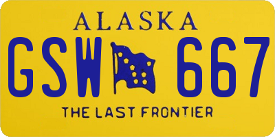 AK license plate GSW667