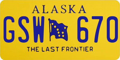 AK license plate GSW670