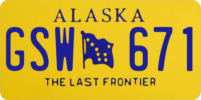 AK license plate GSW671