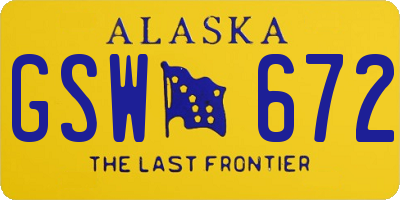 AK license plate GSW672