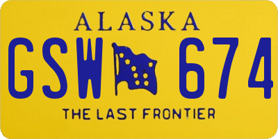 AK license plate GSW674