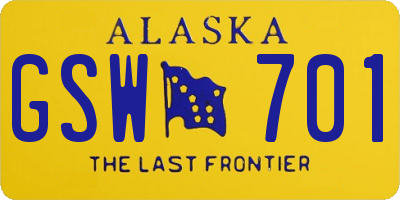 AK license plate GSW701