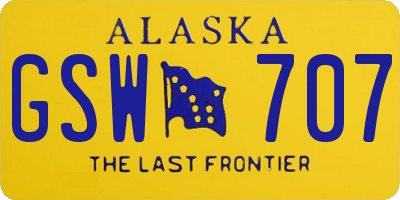 AK license plate GSW707