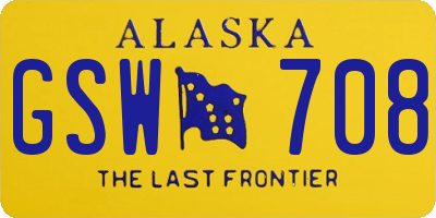 AK license plate GSW708