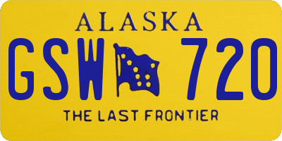 AK license plate GSW720