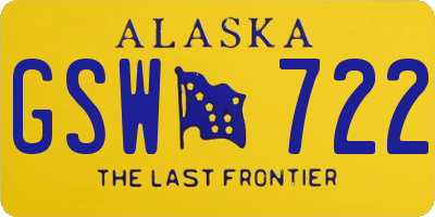 AK license plate GSW722