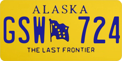 AK license plate GSW724