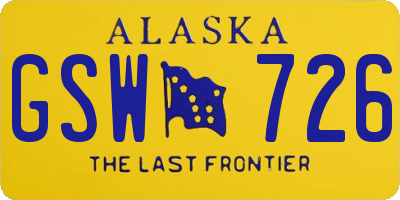 AK license plate GSW726