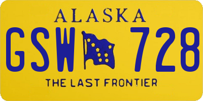 AK license plate GSW728