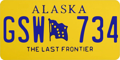 AK license plate GSW734