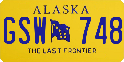 AK license plate GSW748