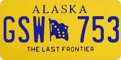 AK license plate GSW753