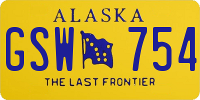 AK license plate GSW754