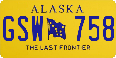 AK license plate GSW758