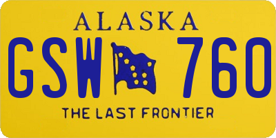 AK license plate GSW760