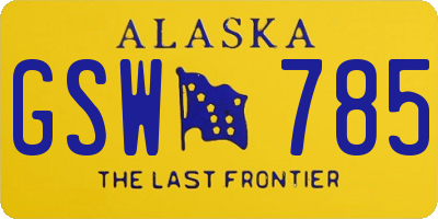 AK license plate GSW785