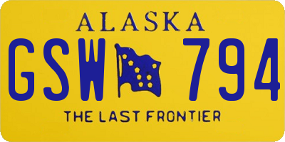 AK license plate GSW794