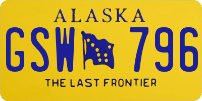 AK license plate GSW796